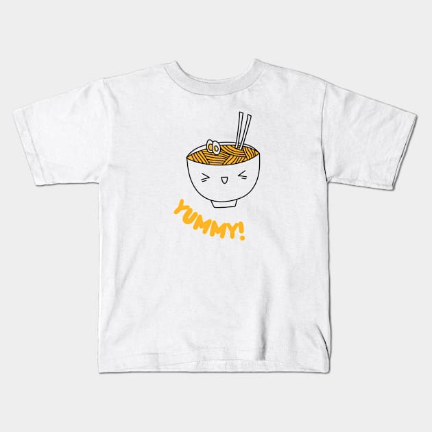 Savor the Smile: Kawaii Ramen Delight Kids T-Shirt by Teeeshirt